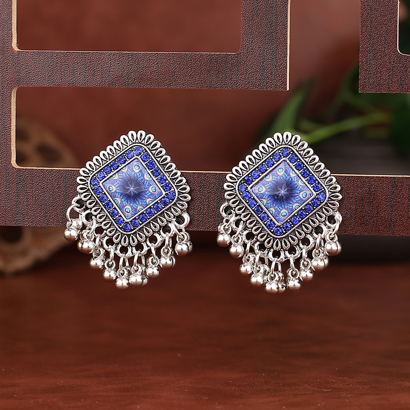 Tassel Earrings Boho - Vintage العرقية الفضة اللون ساحة سبيكة