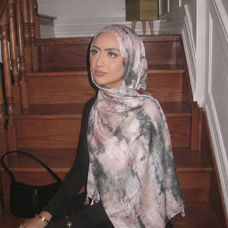 Women'S Vacation Accessories - حجاب مطبوع بنقوش الحبر مع حواف