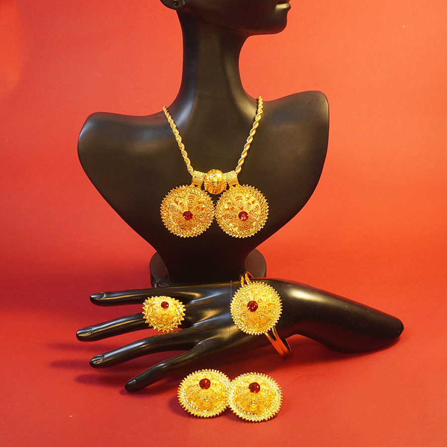 Women'S African Accessories - أقراط إثيوبية عصرية من الذهب عيار