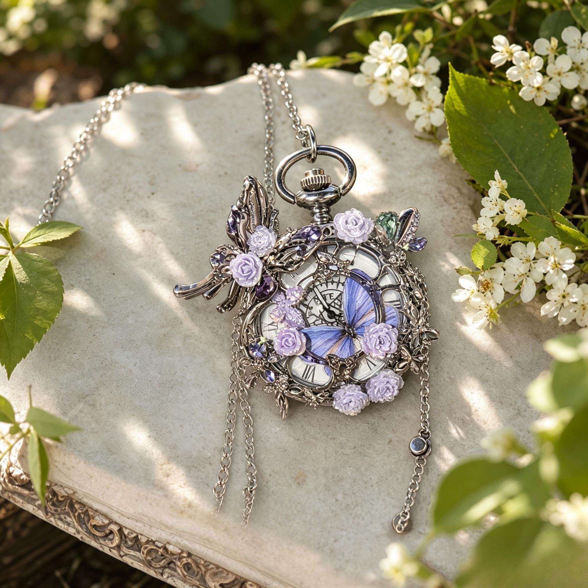 Women'S Accessories To Wear With Watch - قلادة ساعة جيب على شكل فراشة