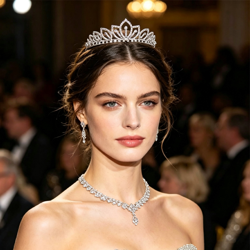 تاج زفاف فضي اللون مرصع بالأحج - مراجعة Women'S Hair Accessories Wedding وسعره